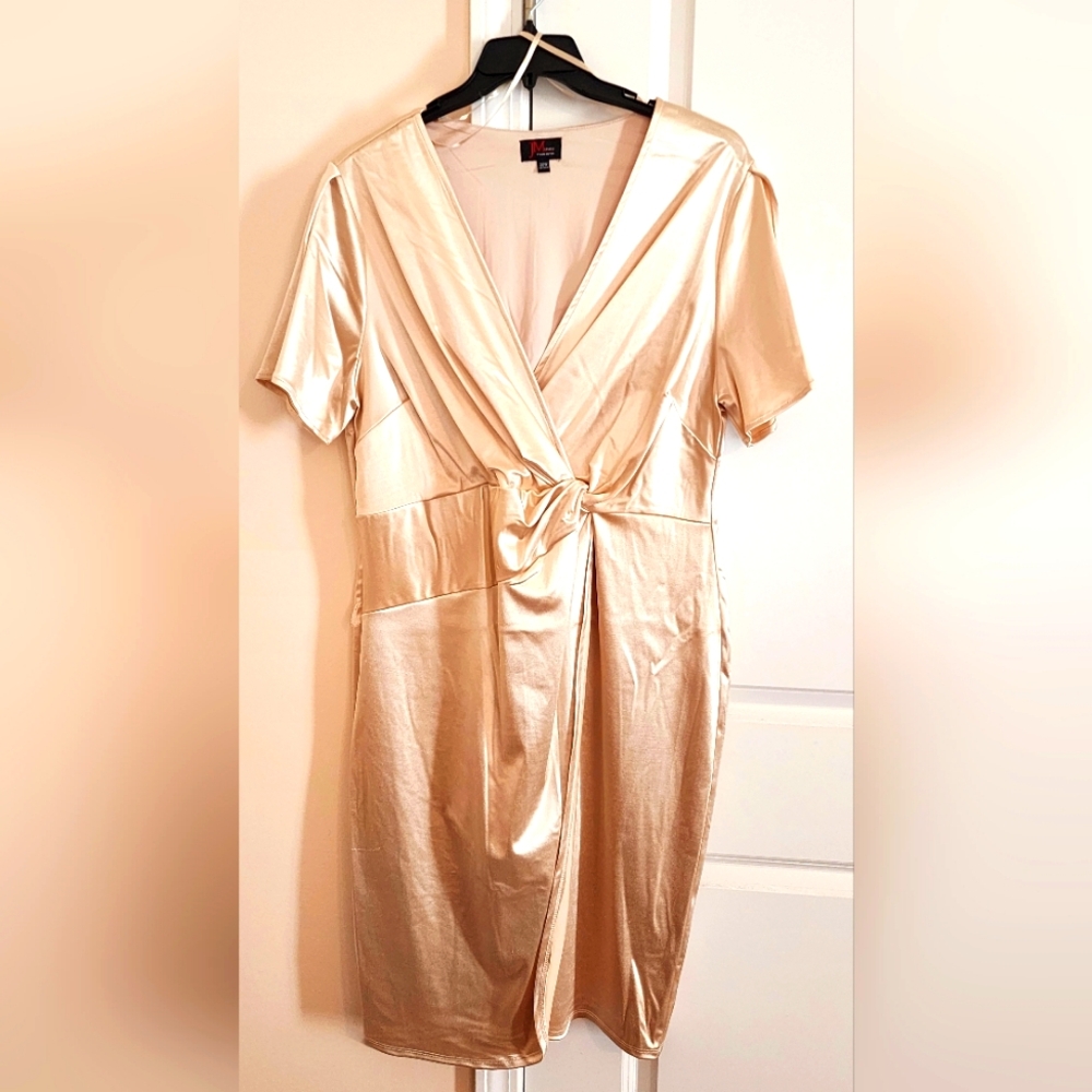 Ladies satin cocktail dress Champagne color